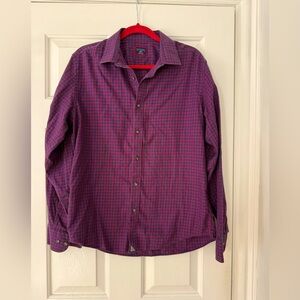 UNTUCKit Men’s Navy and Red Collared Button Down Shirt Sz L Slim fit 100% cotton